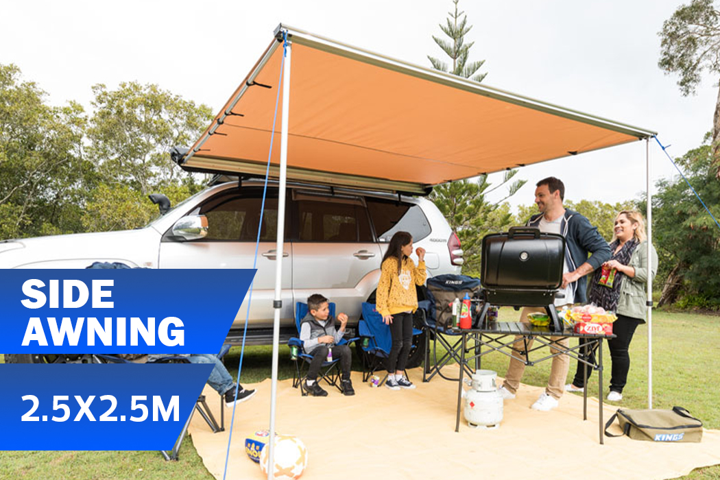 Kings Side Awning 2.5x2.5m 4WD Camping Cover Shade Top Rack Roof 4X4